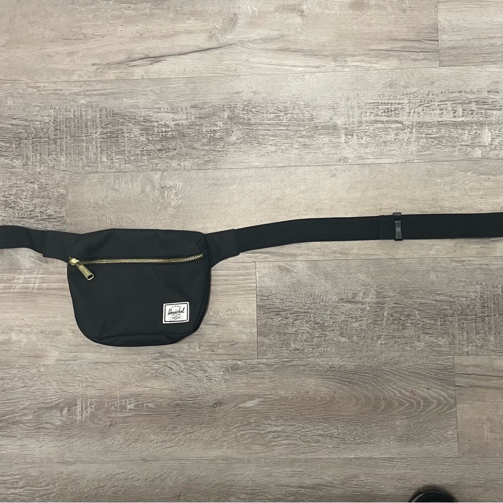 Herschel Supply Company Black Belt Bag with Gold Zipper
